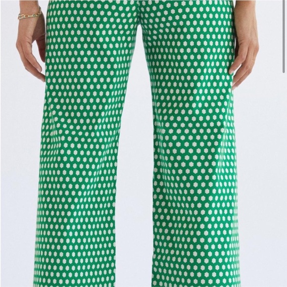 NWT Anthropologie Maeve Colette green & white pants - Picture 4 of 16